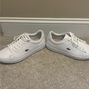 Lacoste White Leather Sneakers with Green Logo